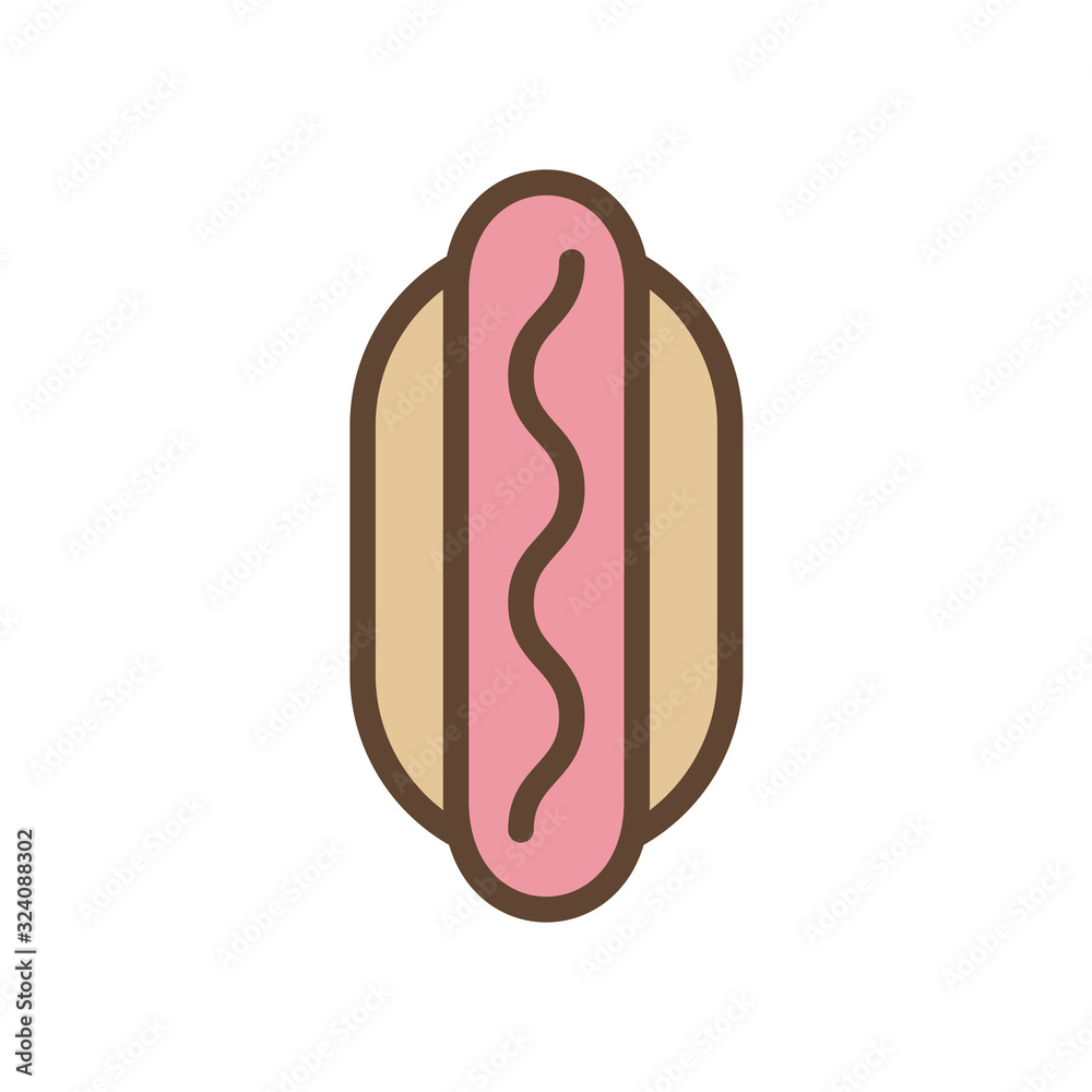 Isolated hot dog food line and fill style icon vector design Isolated hot dog food line and fill style icon vector design
