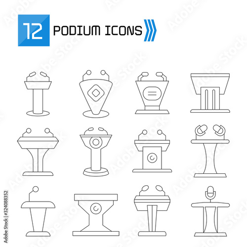 podium icons set thin line vector design