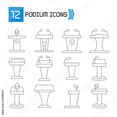 podium icons set thin line vector design