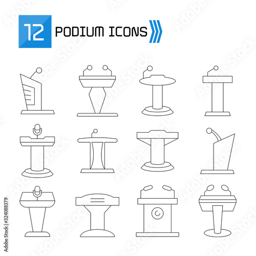podium icons set thin line vector design
