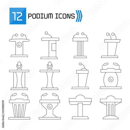 podium icons set thin line vector design