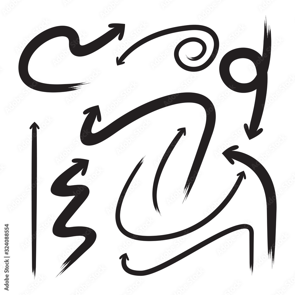 curve arrows set sketch vector design curve arrows set sketch vector design