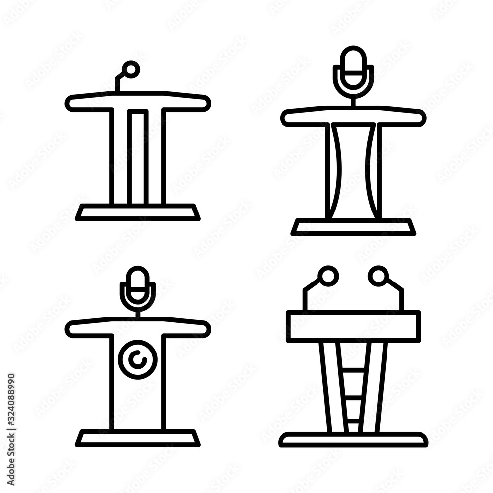tribune and podium icons set line vector tribune and podium icons set line vector