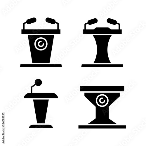 debate podium or stage stand icons set