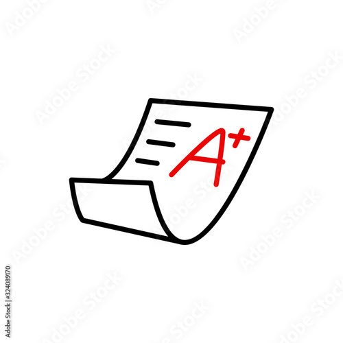 excellent grade result, exam or academic result icon vector