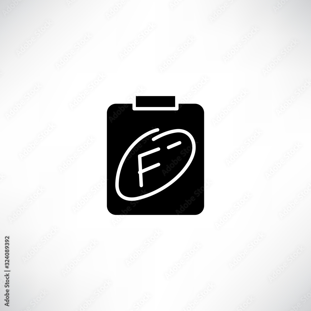 fail grade result, exam or academic result icon vector fail grade result, exam or academic result icon vector