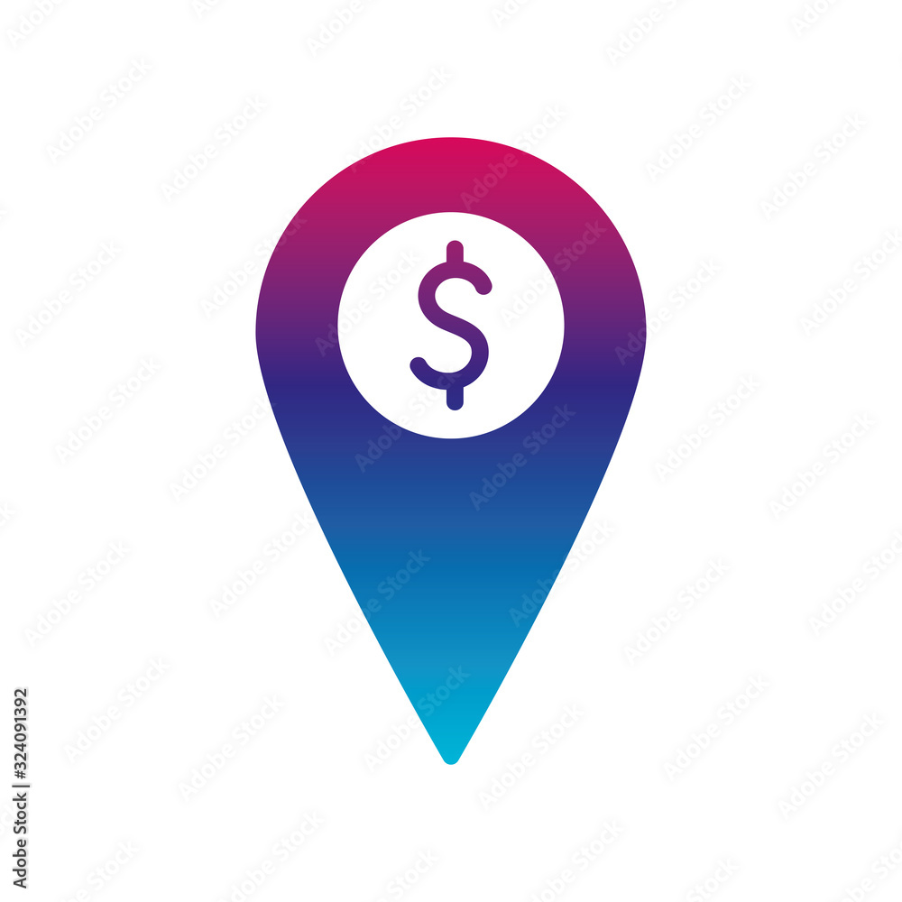 Isolated dollar gps mark gradient line style icon vector design Isolated dollar gps mark gradient line style icon vector design