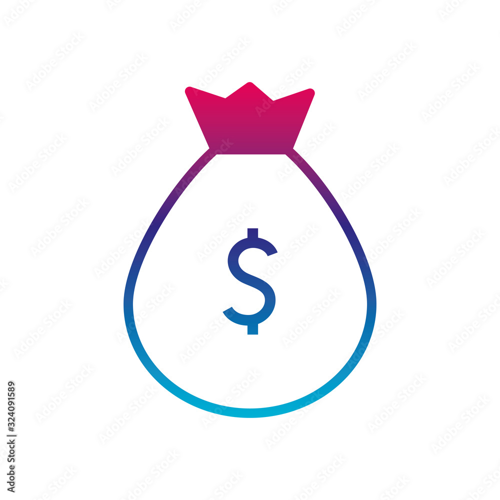 Isolated money bag gradient line style icon vector design Isolated money bag gradient line style icon vector design