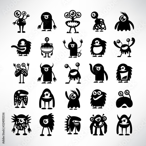 funny monster icons character vector set