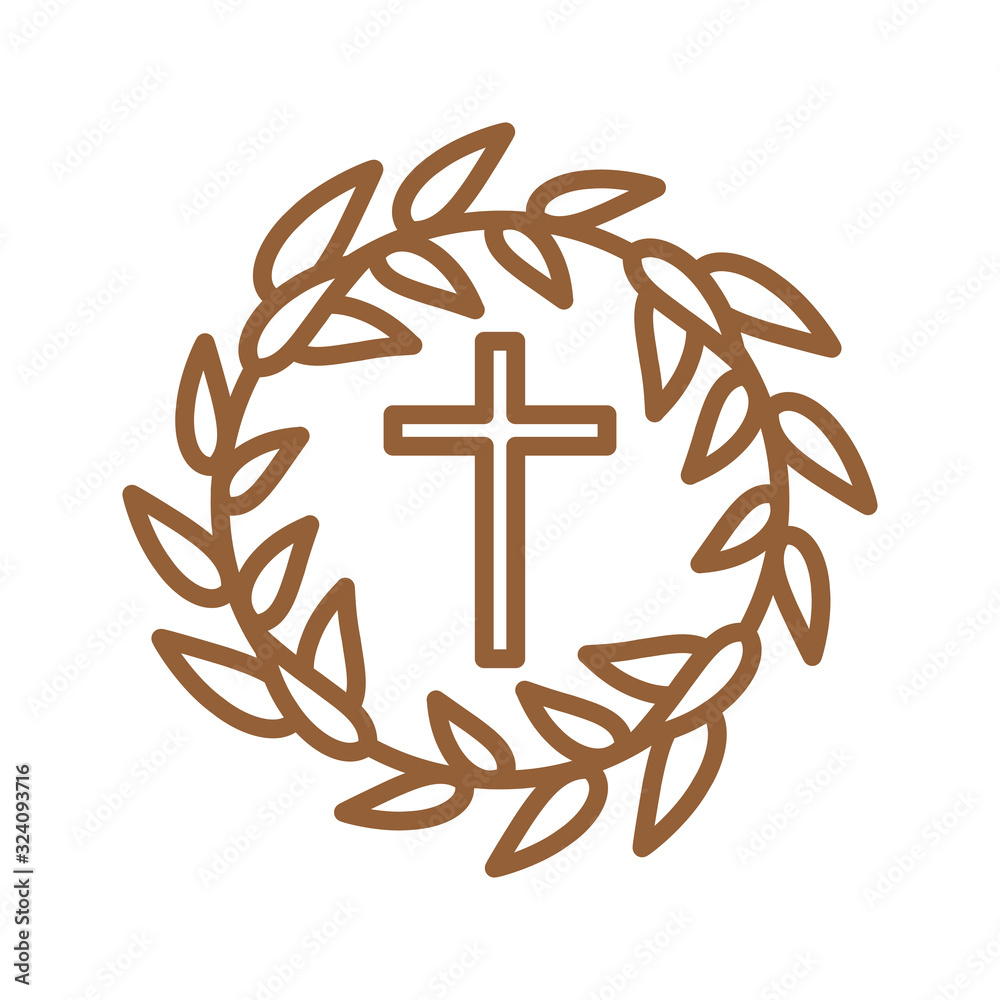 Obraz premium Christian and catholic cross line style icon vector design