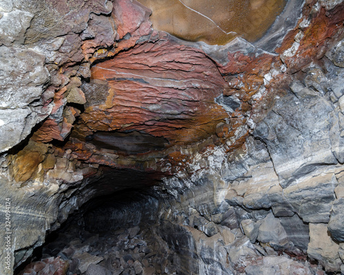 USA, California, Modoc County, Lava Beds National Monument. Merril Cave is one of hundreds of lava tube caves underground below the park. photo