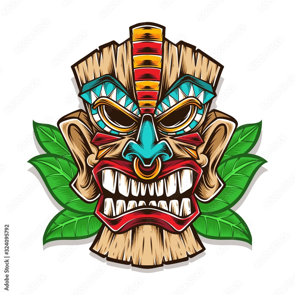 tiki mask vector logo illustration Stock Vector | Adobe Stock