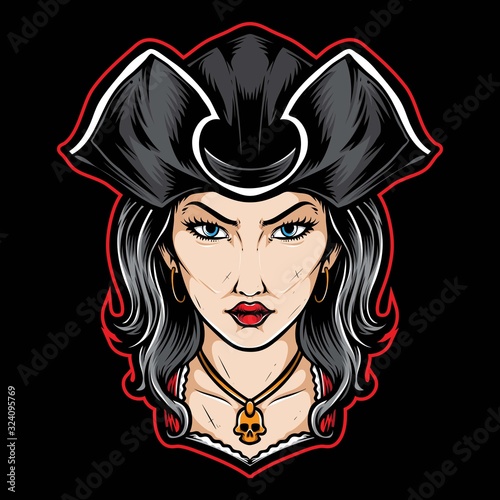 female pirate vector and logo