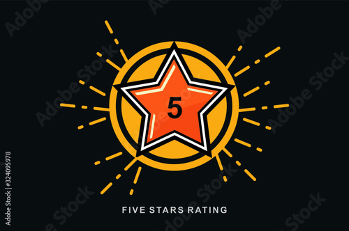 5 Star vector icon, rank, gold favorite web symbol.