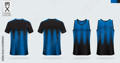 T-shirt sport mockup template design for soccer jersey, football kit. Tank top for basketball jersey and running singlet. Sport uniform in front view and back view.  Shirt Mockup Vector  Illustration.
