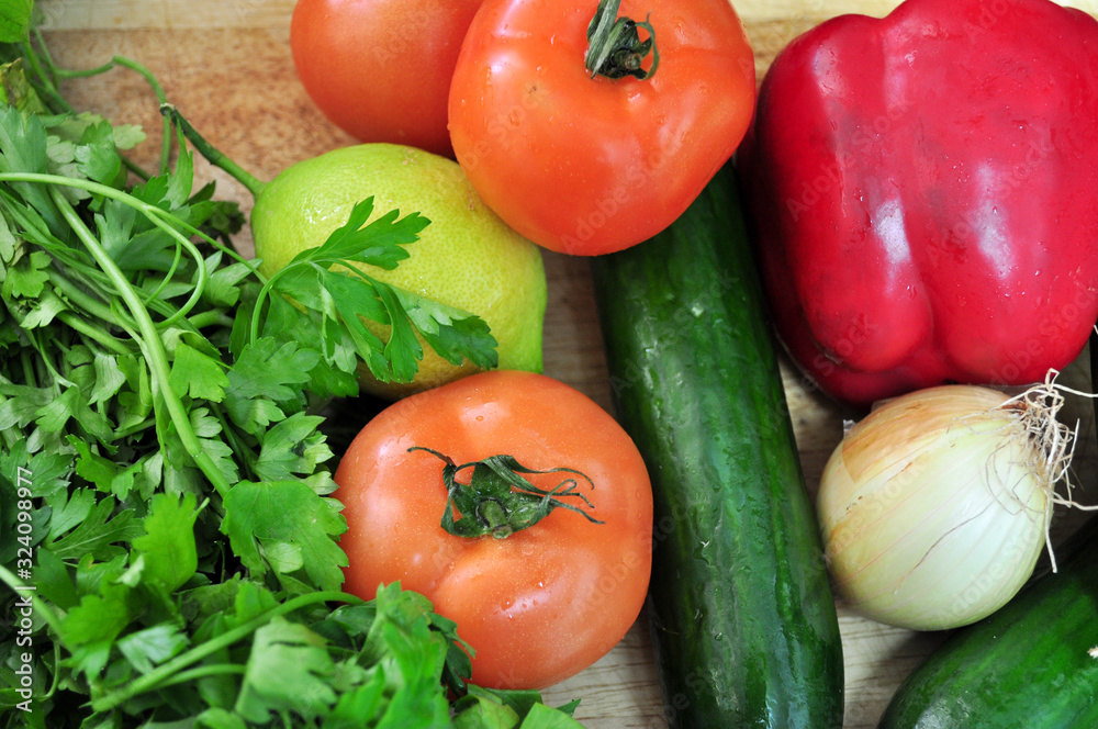 Vegetables on Cutting Board