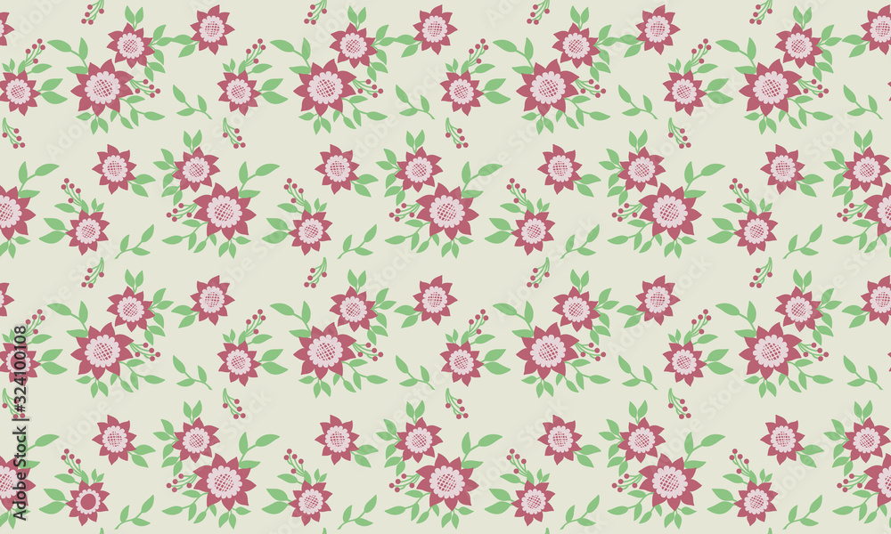 Abstract flower pattern background for spring, with leaf and flower drawing.