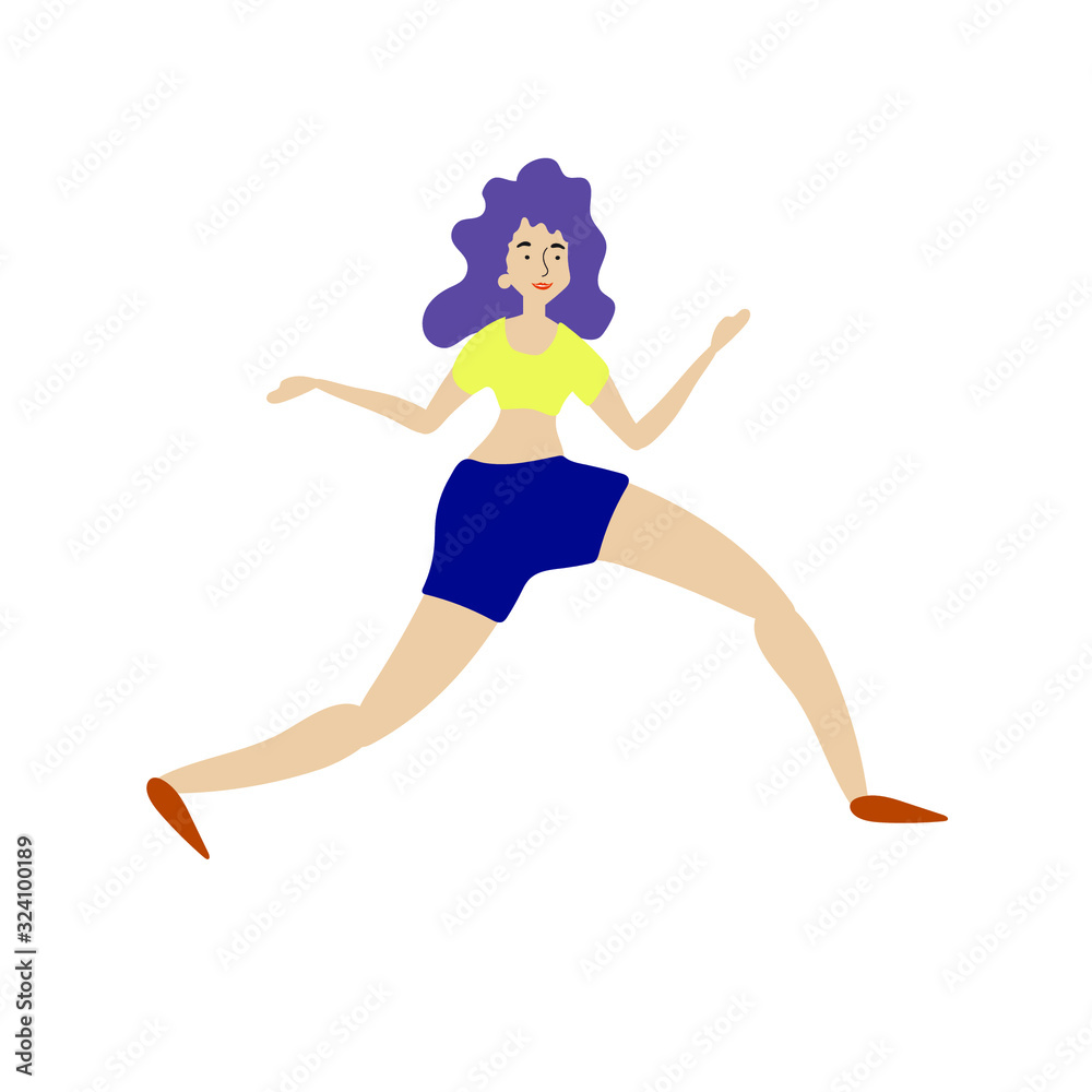 Cheerful dancing women. vector. flat illustration of young girl dance with smile face Cheerful dancing women. vector. flat illustration of young girl dance with smile face