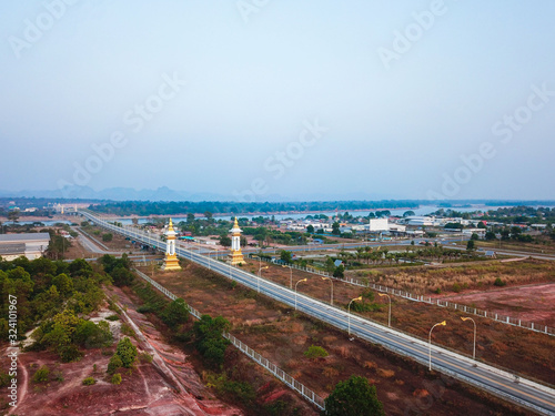 aerial view of Third Thai-Lao friendship bridge