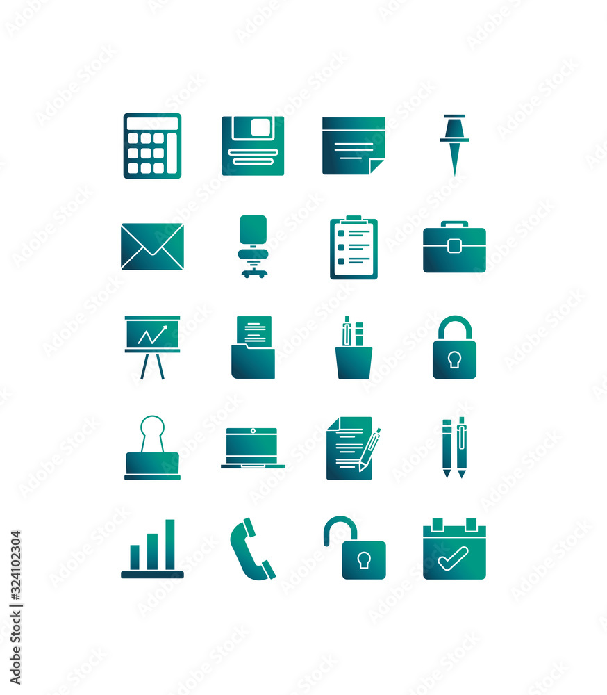 set of icons office , gradient style icon set of icons office , gradient style icon