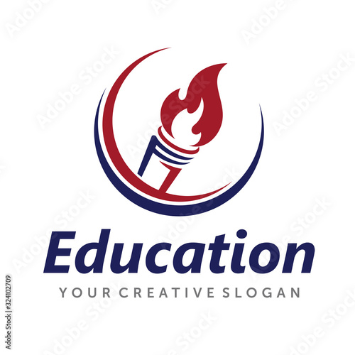 Torch logo, University Logo Design Vector