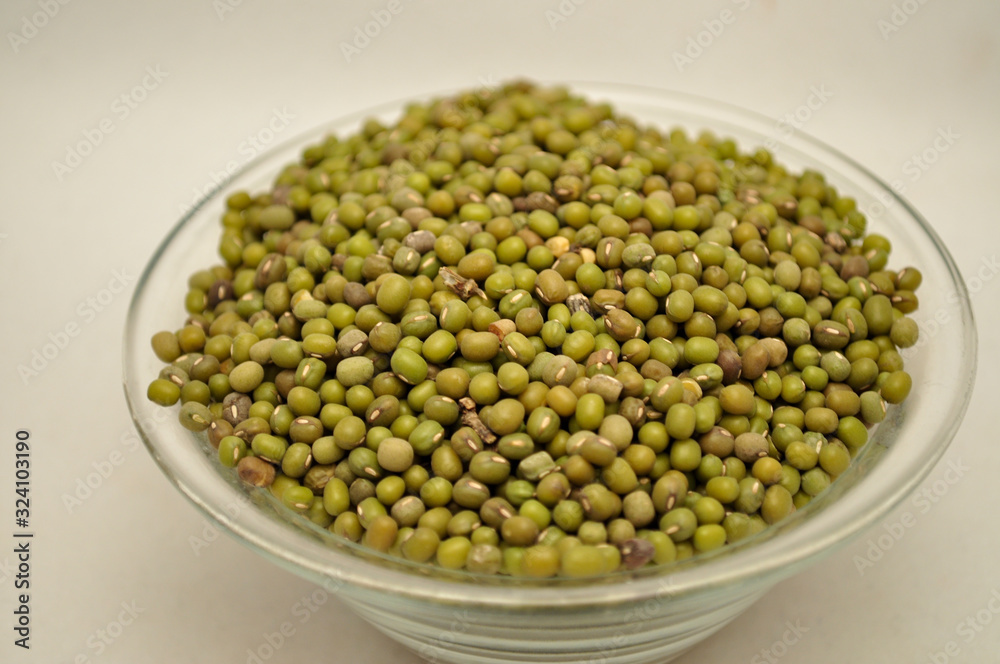 Organic Mung Beans in a clear glass bowl Organic Mung Beans in a clear glass bowl