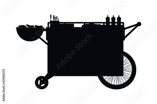 Road side  food cart silhouette vector