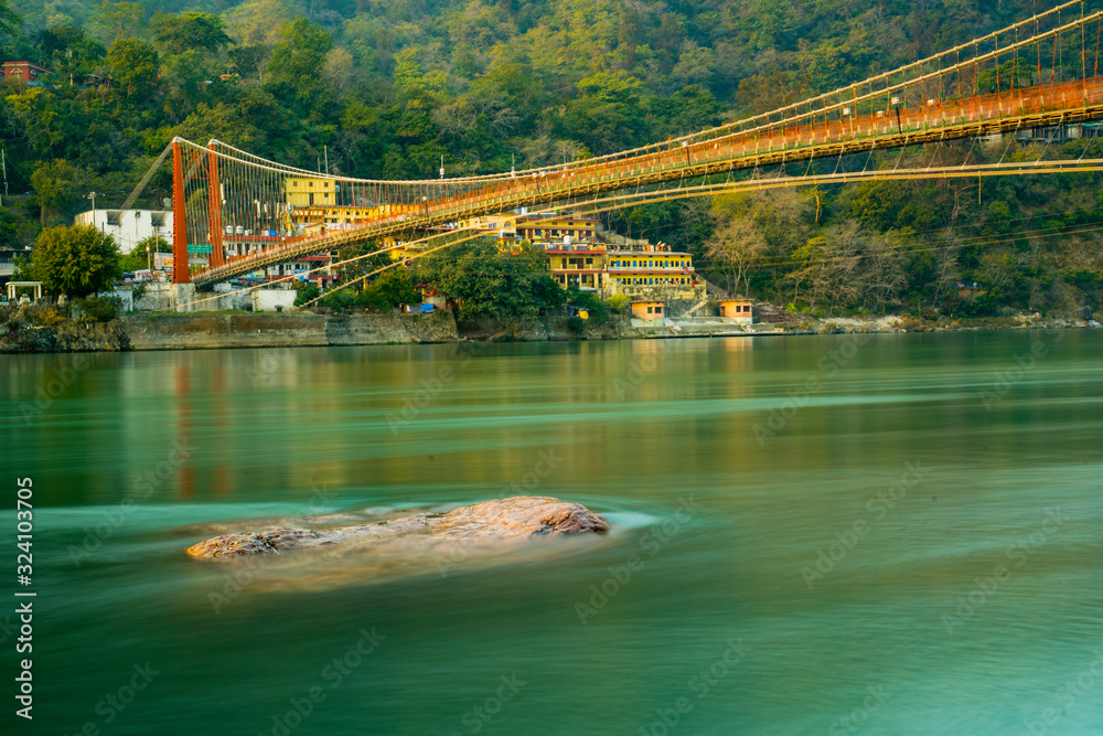 Photo & Art Print Ram Jhula This long famous pedestrian suspension ...