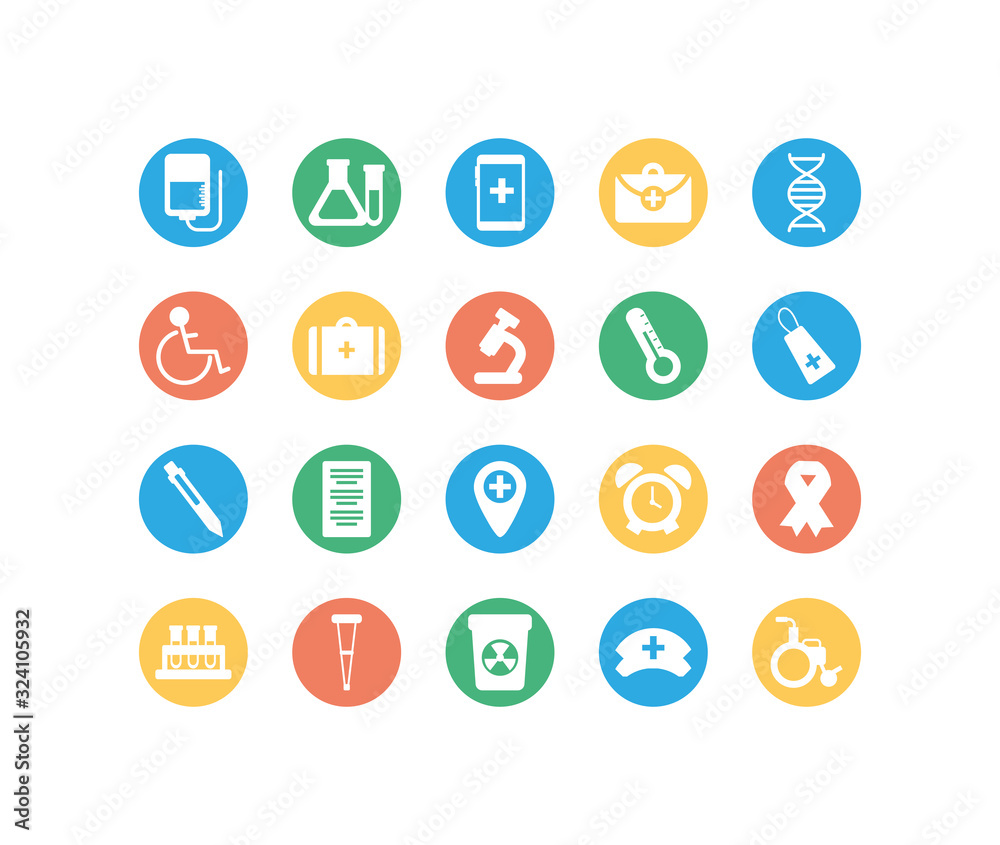 set of icons instruments medical, block and flat style icon set of icons instruments medical, block and flat style icon