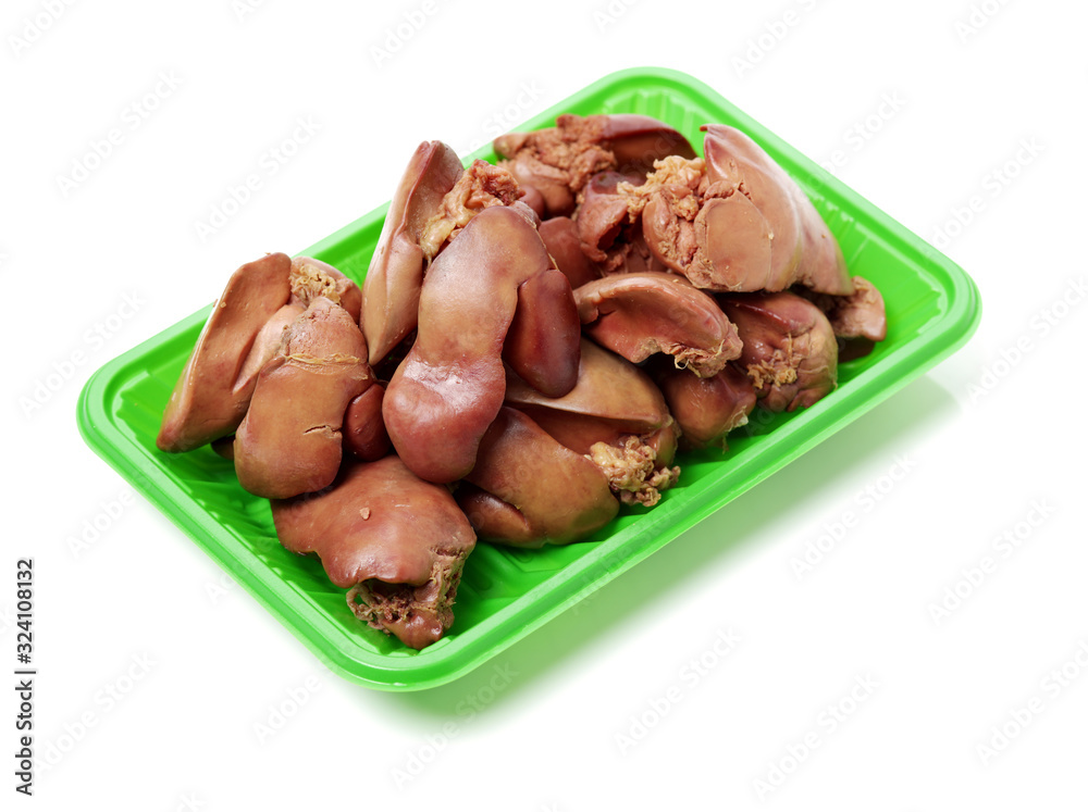 Chicken livers on white background Chicken livers on white background