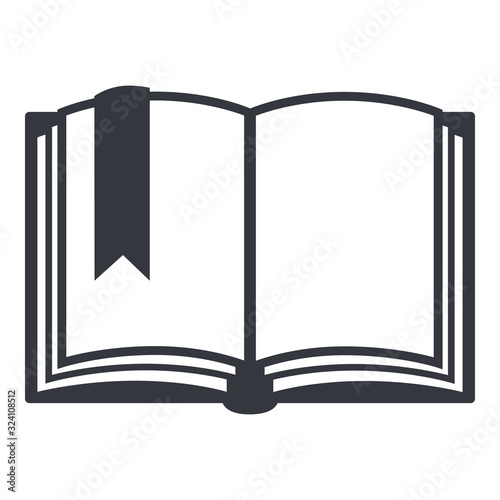 Vector Black Silhouette Icon - Open Blank Book with Bookmark