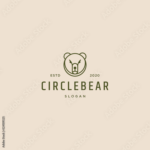 Circle bear logo illustration retro vintage  vector template