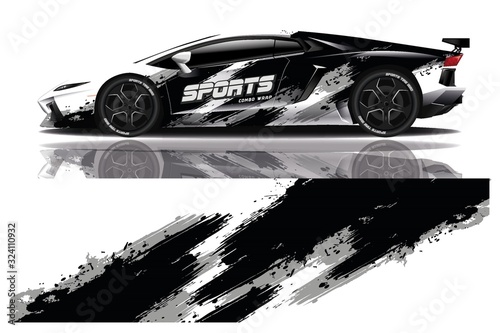 sport car decal wrap design vector