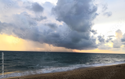 Clouds touching the ocean 