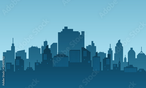 City building modern skyscraper with blue and bright sky