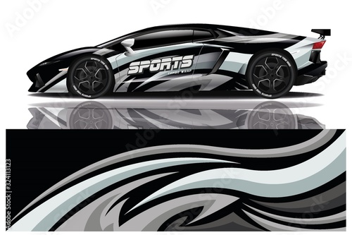 sport car decal wrap design vector
