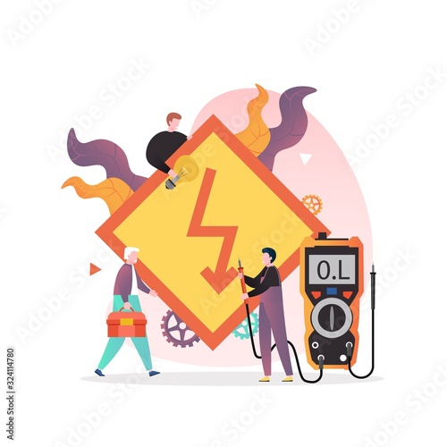Electricity services vector concept for web banner, website page