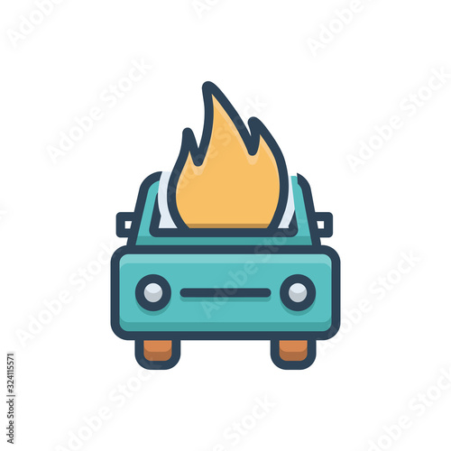 Color illustration icon for auto accident 