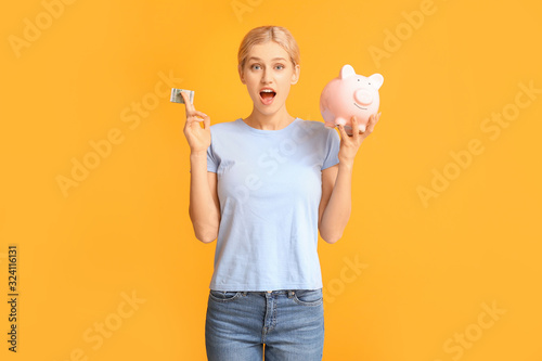 Surprised young woman with ...
