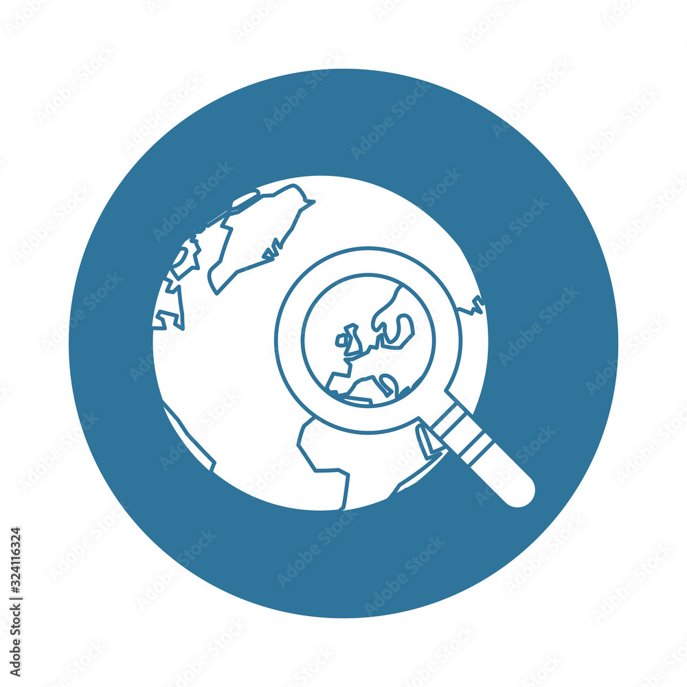 world planet earth with magnifying glass world planet earth with magnifying glass