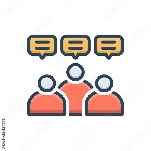 Color illustration icon for social group  