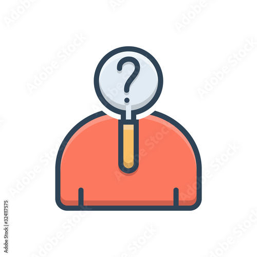 Color illustration icon for curious   