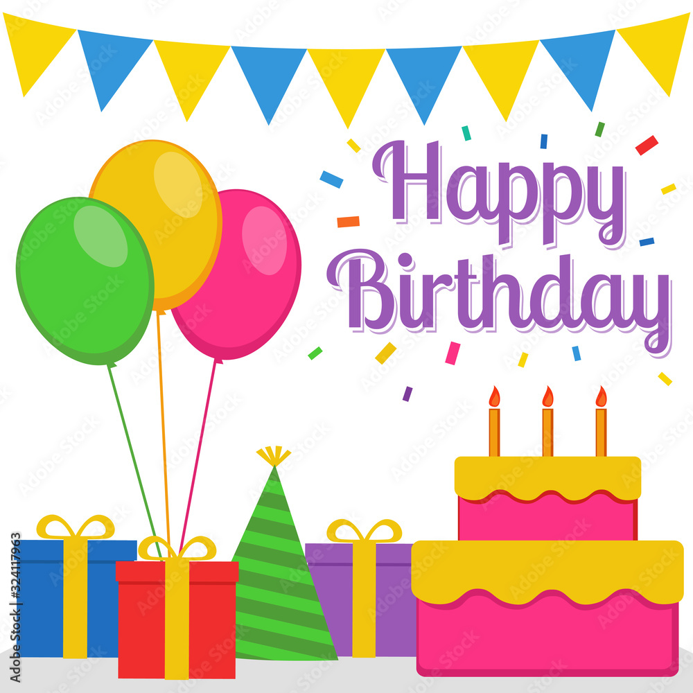 Happy Birthday Illustration Vector Design Happy Birthday Illustration Vector Design