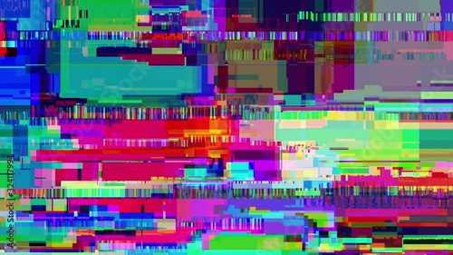 Video / screen damage glitch distortion background, abstract noise effect. (4K UHD seamless looping, computer digitally generated animation.)