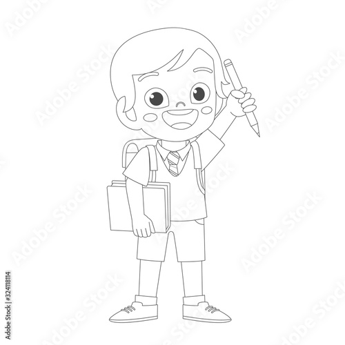 happy cute kid activity coloring book template