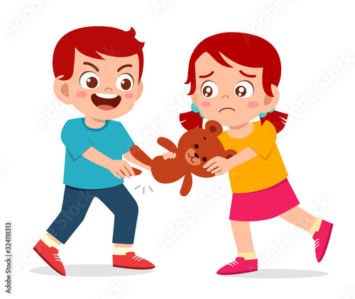 bad little kid boy bully the friend