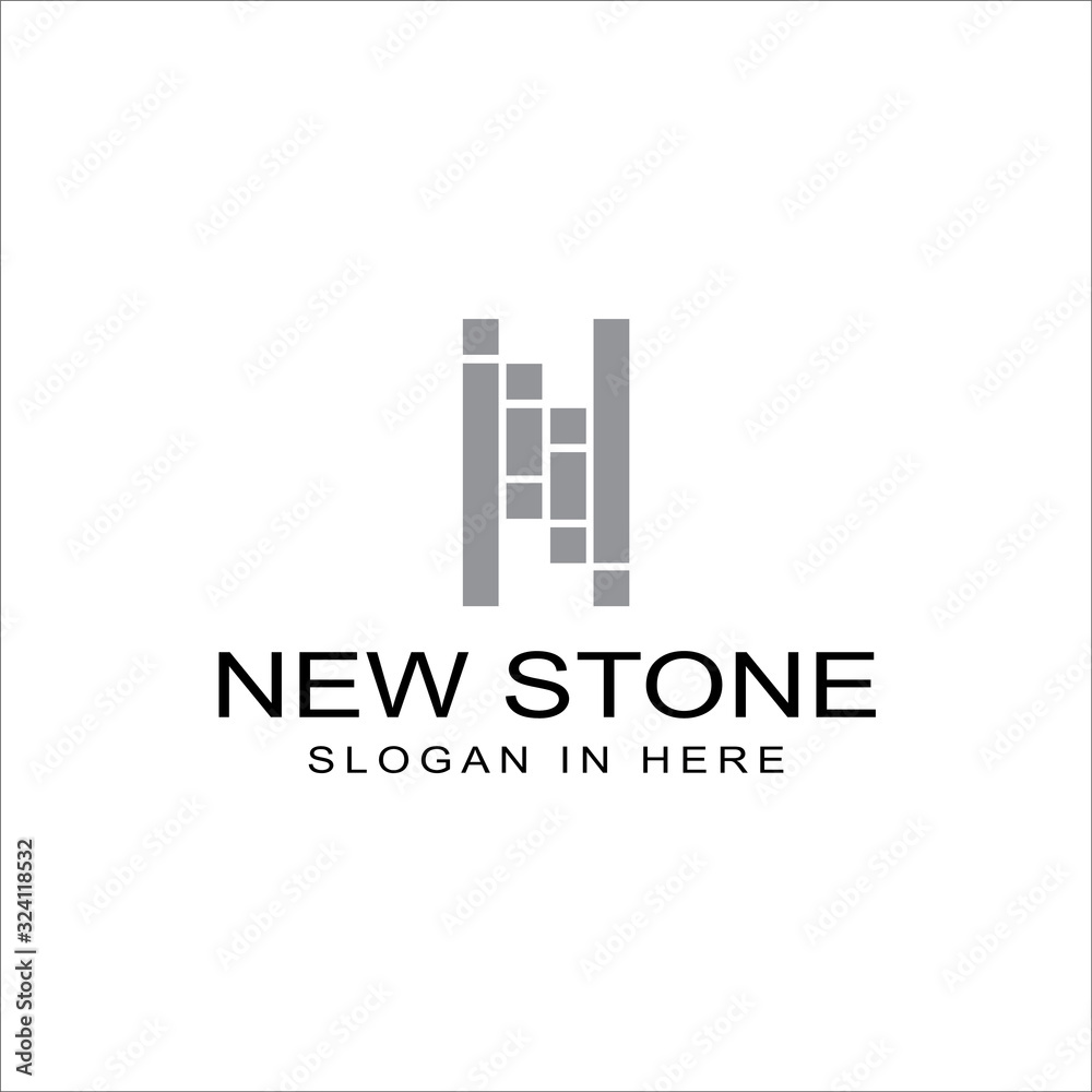 Tile and Stone shaped with N letter vector logo icon illustration