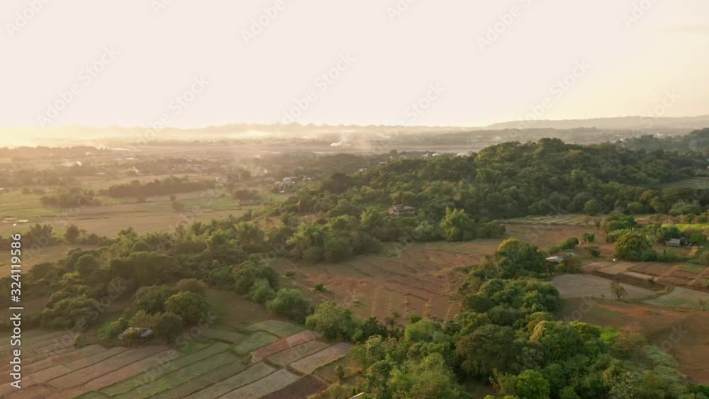 Aerial Landscape Evening View of Trees, Farm Lands with Rice Terraces in the Philippines in 4K Aerial Landscape Evening View of Trees, Farm Lands with Rice Terraces in the Philippines in 4K