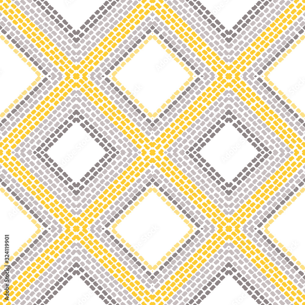 Gray Shibori Stripe Vector Seamless Pattern. Ogee 