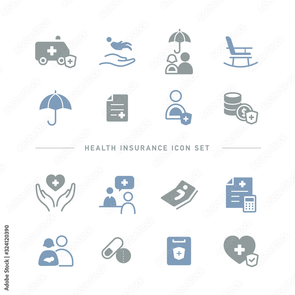 HEALTH INSURANCE ICON SET HEALTH INSURANCE ICON SET